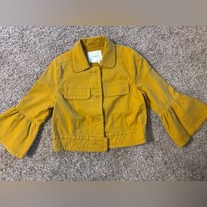 Anthropologie Yellow Button Down Shirt with Flared Sleeves